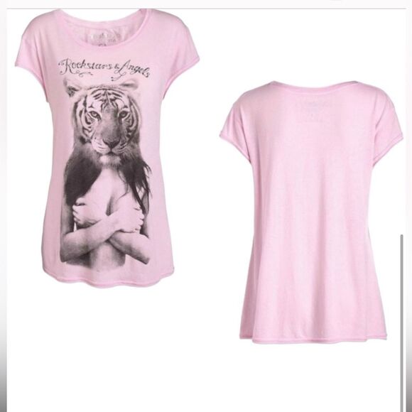 Rockstars & Angels Tops - Rockstars & Angels Tiger T-Shirt rose pink BNWT very cool tee, made in LA